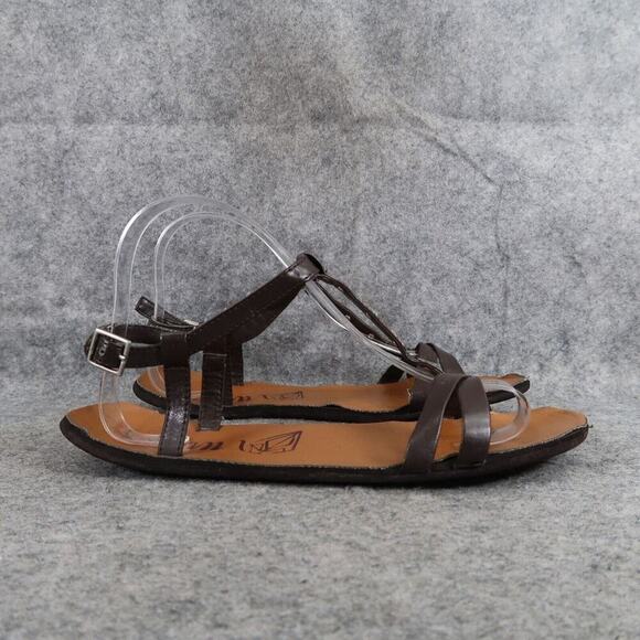 Volcom Shoes Womens 9 Sandal Casual Flats Strappy Buckle Slingback Brown Comfort - Picture 2 of 11